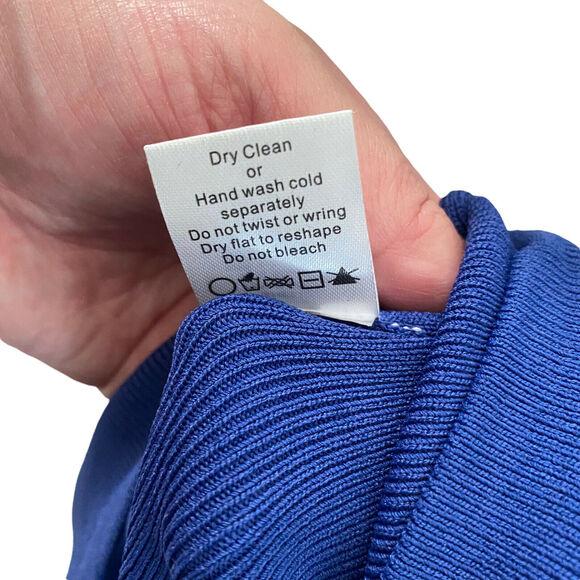 By The Way Medium Halter Bodycon Dress Blue Ribbed Mini Short Club - Picture 7 of 9